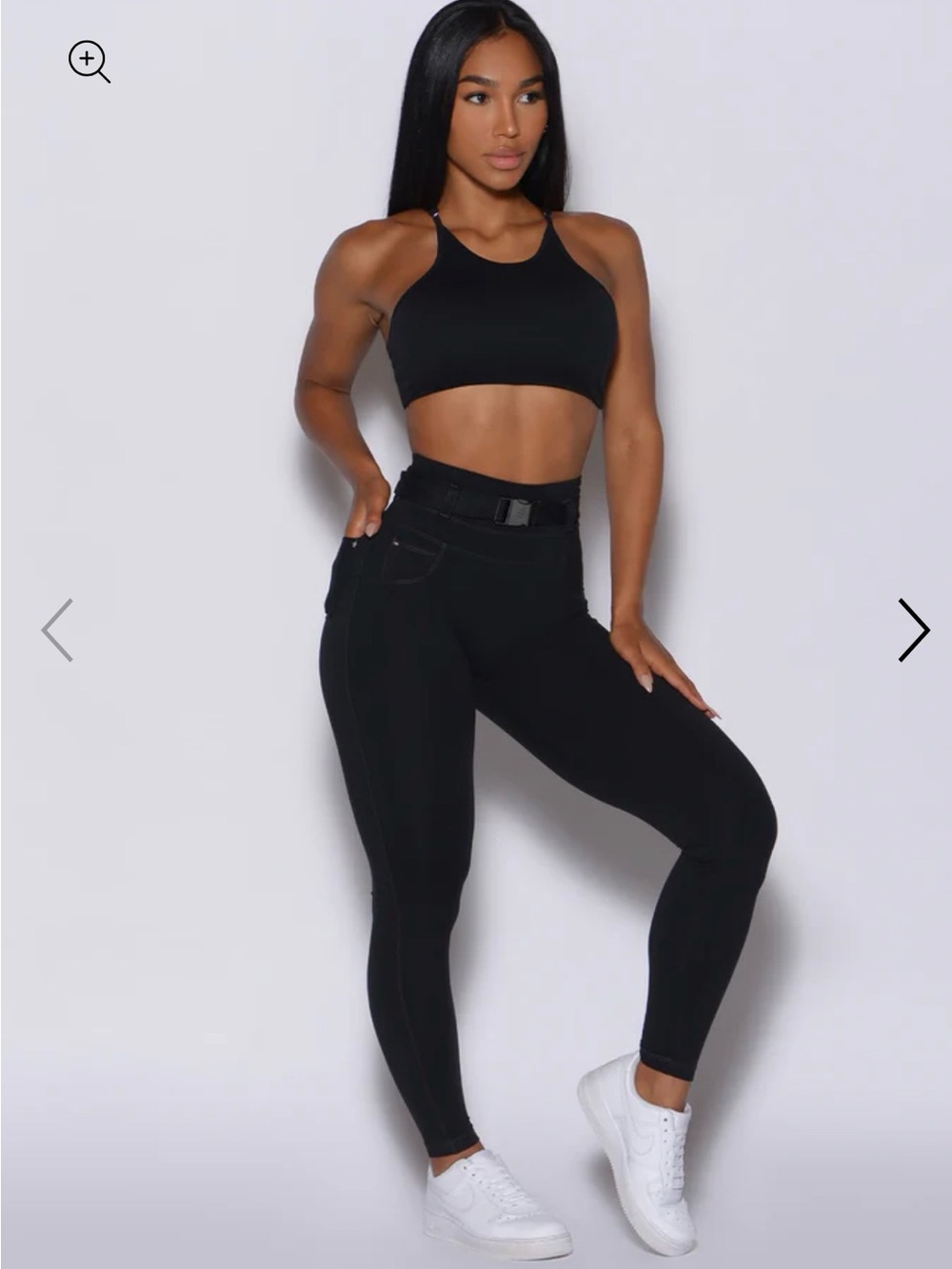NWT Bombshell Sportswear Black High-Waist Leggings with Belt XS Peach Bottom 🍑